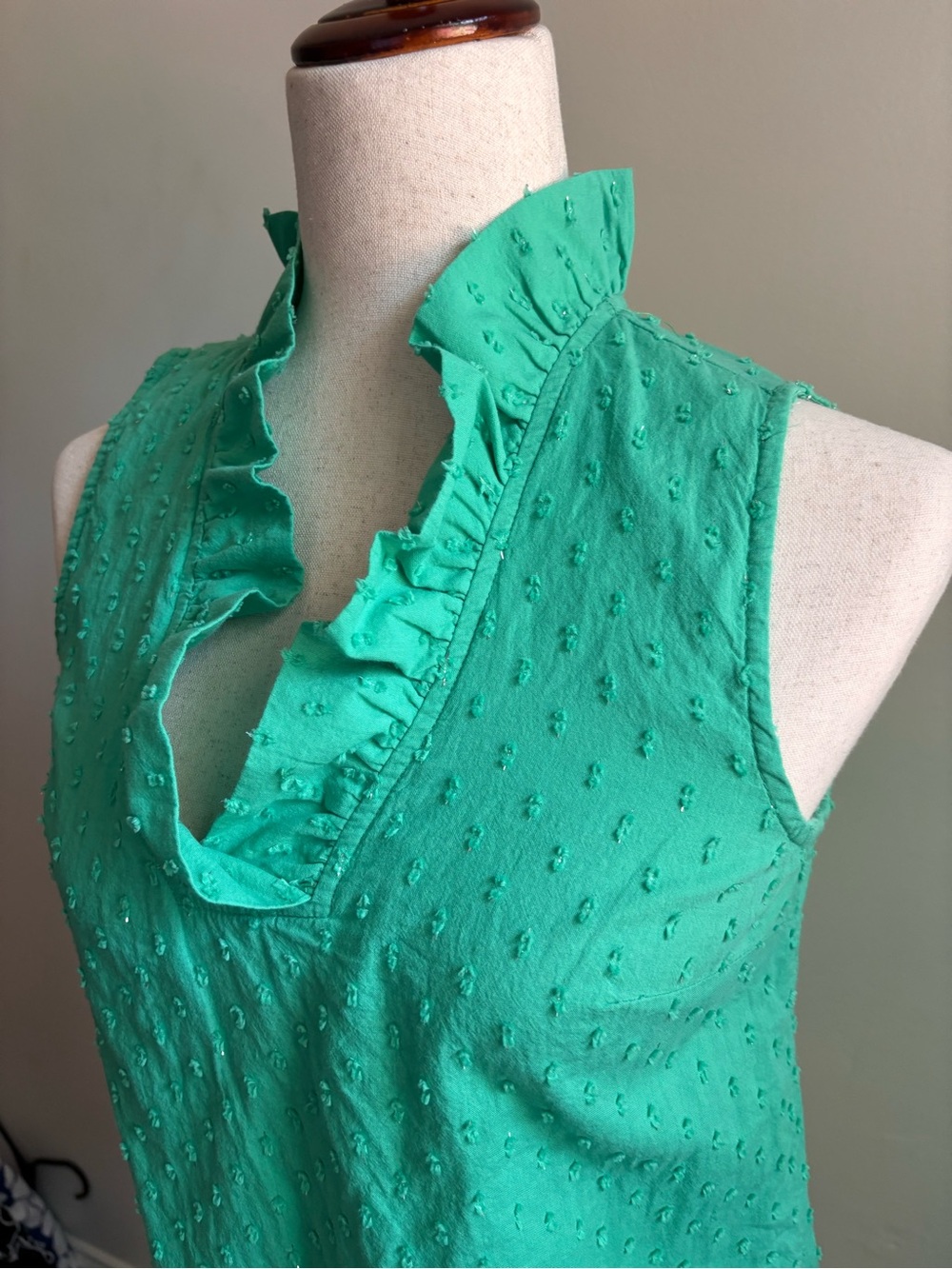 99% Cotton Green with silver thread Blouse Small